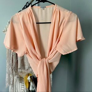 Peach Charlotte Russe tie front shirt